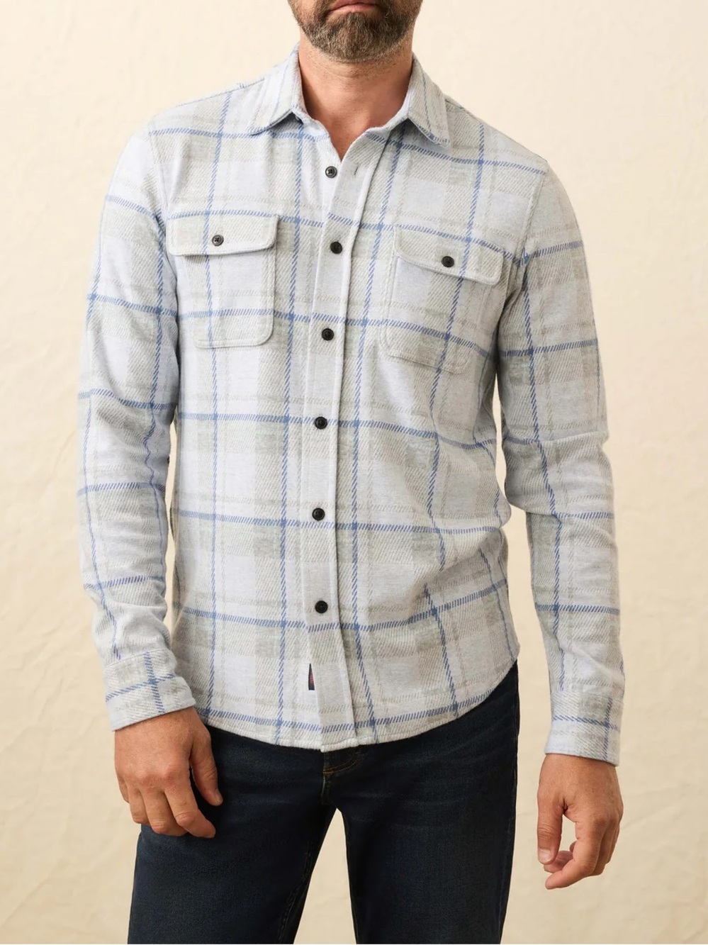 Faherty Legend Sweater Shirt in Maine Sky Plaid